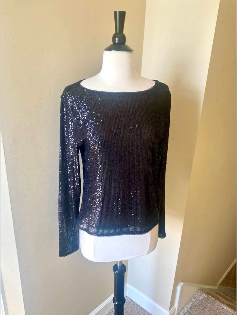Loft Black Sequined Top - Size Medium/Large - New
